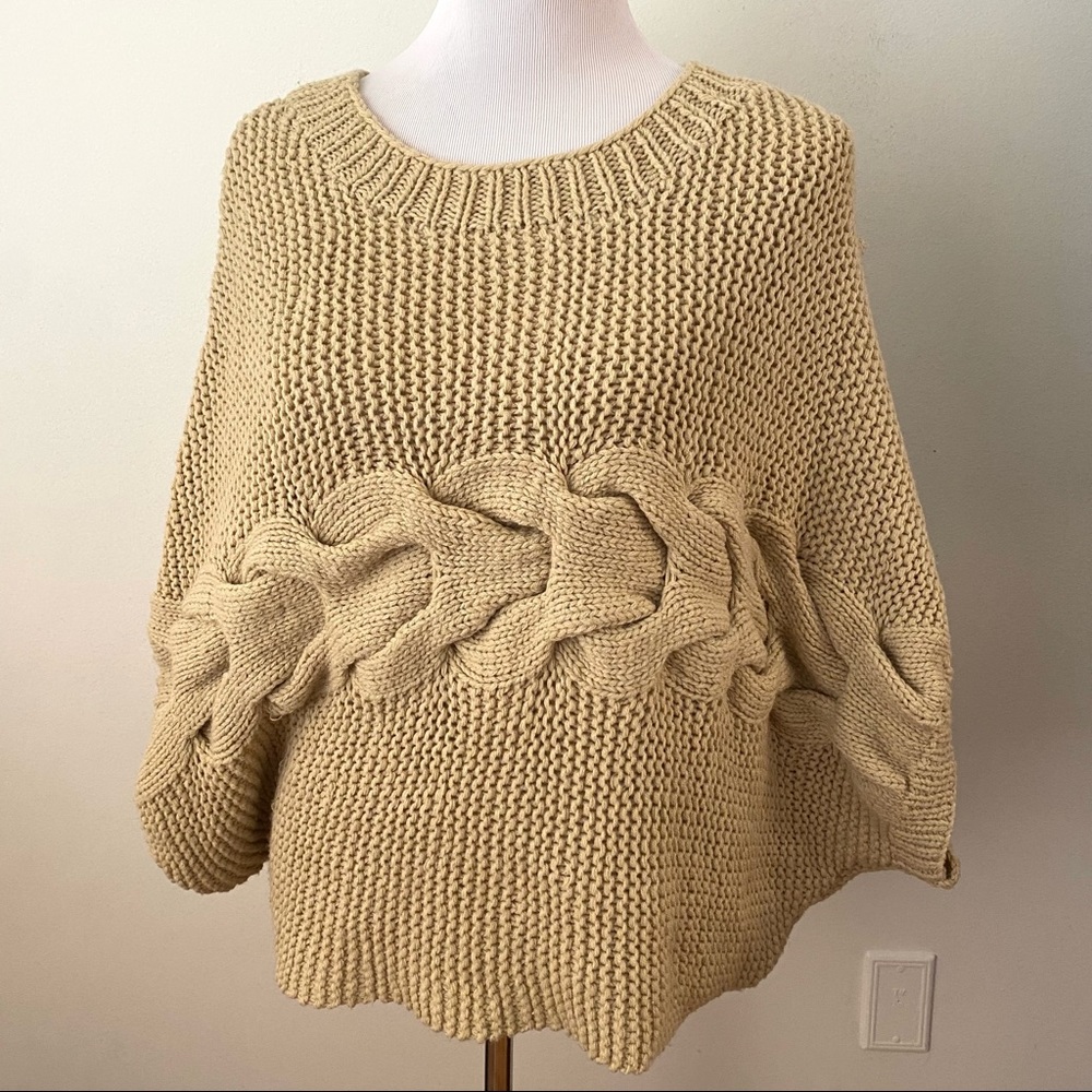Romeo & Juliet Couture Tan Knot Sweater / Poncho
